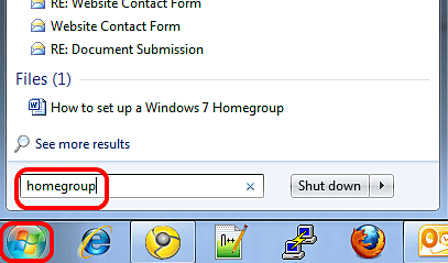Windows 7 Start, Search Box, Homegroup